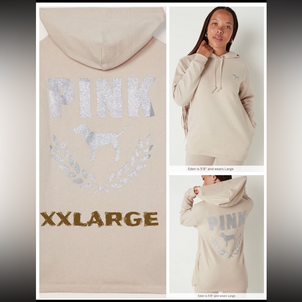Victoria’s Secret PINK SHINE  EVERYDAY LOUNGE CAMPUS OPEN HEM HOODIE 2XL